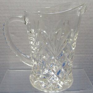 VINTAGE ANCHOR HOCKING CLEAR PRESSED GLASS PINEAPPLE 8 oz PITCHER CREAMER